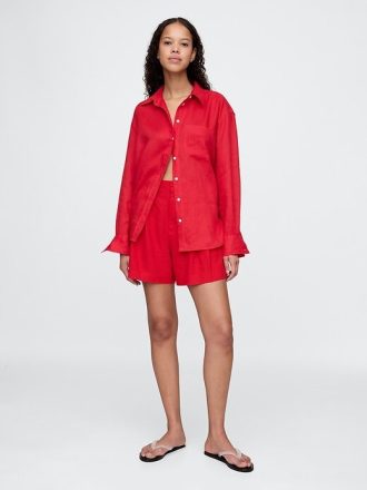 365 Shorts in misto lino a vita alta
