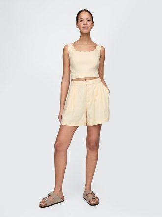 365 Shorts in misto lino a vita alta