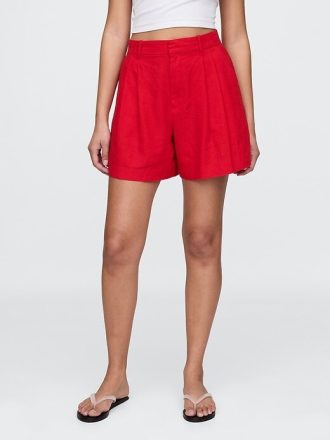 365 Shorts in misto lino a vita alta