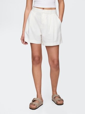365 Shorts in misto lino a vita alta