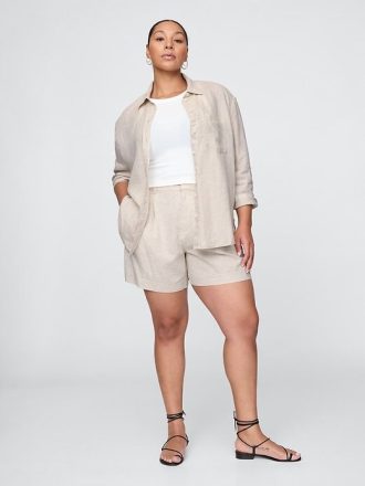 365 Shorts in misto lino a vita alta