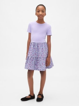 Abito con balze in tecnica mista per bambini