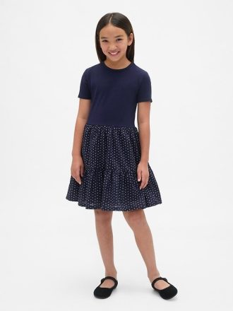 Abito con balze in tecnica mista per bambini