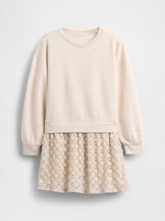 Abito felpato oversize in misto materiale per bambini