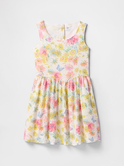 Abito floreale in lino e cotone per bambini Abito floreale in lino e cotone per bambini