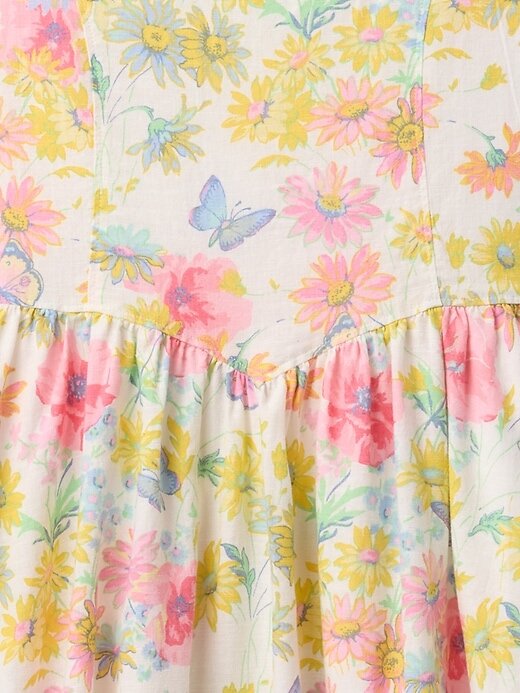 Abito floreale in lino e cotone per bambini Abito floreale in lino e cotone per bambini