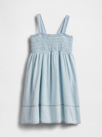 Abito in denim con arricciatura per bambini