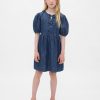 Abito in denim con maniche a sbuffo per bambini Abito in denim con maniche a sbuffo per bambini
