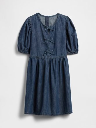 Abito in denim con maniche a sbuffo per bambini