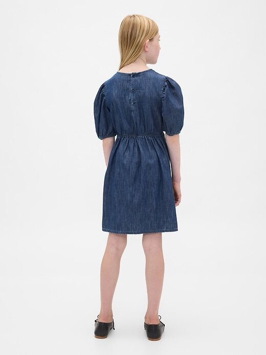 Abito in denim con maniche a sbuffo per bambini Abito in denim con maniche a sbuffo per bambini