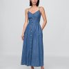 Abito lungo in denim con cuciture Abito lungo in denim con cuciture