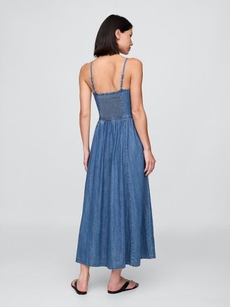 Abito lungo in denim con cuciture