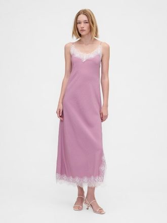 Abito lungo sottoveste con pizzo