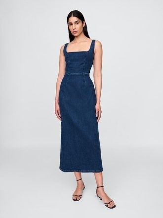 Abito midi aderente in denim