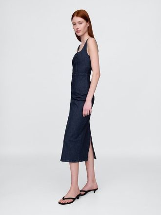 Abito midi aderente in denim