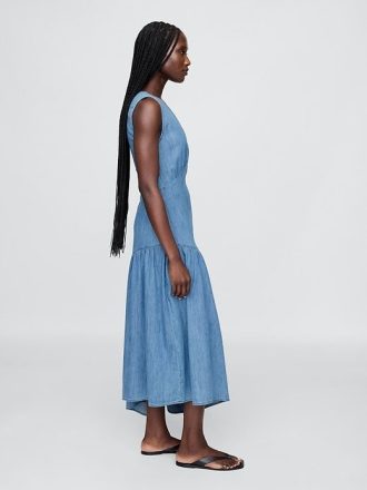 Abito midi asimmetrico in denim