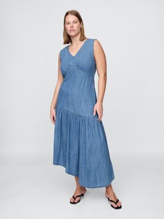 Abito midi asimmetrico in denim
