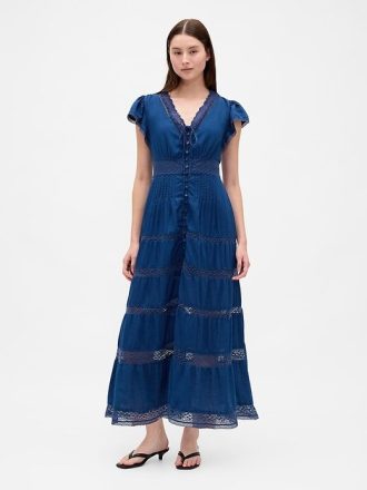 Abito midi con pizzo