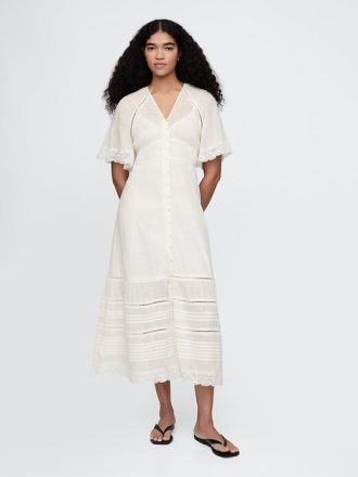 Abito midi con pizzo