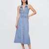 Abito midi con scollo all’americana in denim Icon