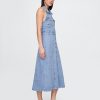 Abito midi con scollo all’americana in denim Icon
