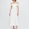 Abito midi con spalle scoperte in tecnica mista Abito midi con spalle scoperte in tecnica mista