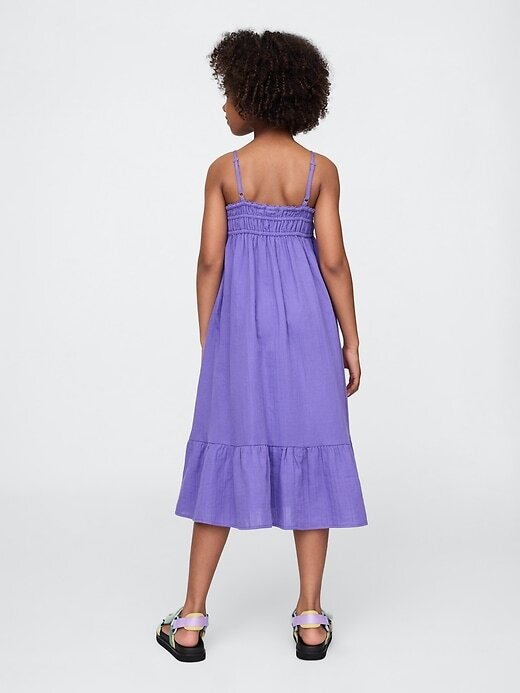 Abito midi in garza stropicciata per bambini Abito midi in garza stropicciata per bambini