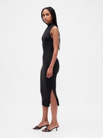 Abito midi in maglia a coste
