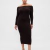 Abito midi in maglia elasticizzata CashSoft con spalle scoperte Abito midi in maglia elasticizzata CashSoft con spalle scoperte