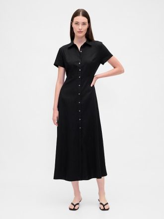 Abito midi in misto lino