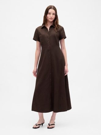 Abito midi in misto lino