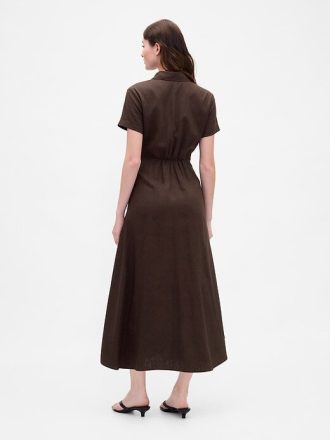 Abito midi in misto lino