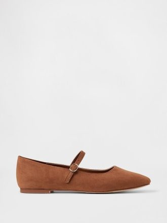 Ballerine Mary Jane in pelle scamosciata vegana