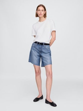 Bermuda in denim larghi anni ’90 a vita media da 8″