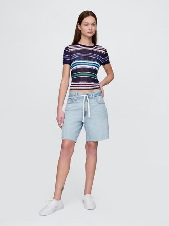 Bermuda in denim larghi anni ’90 a vita media da 8″