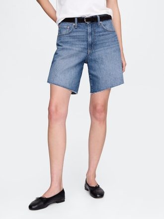 Bermuda in denim larghi anni ’90 a vita media da 8″