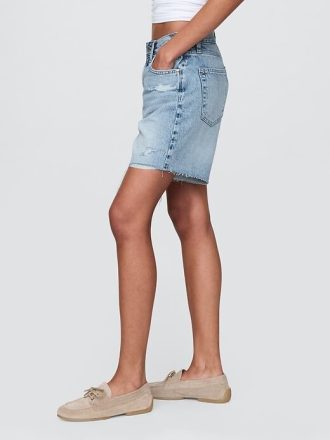 Bermuda in denim larghi anni ’90 a vita media da 8″