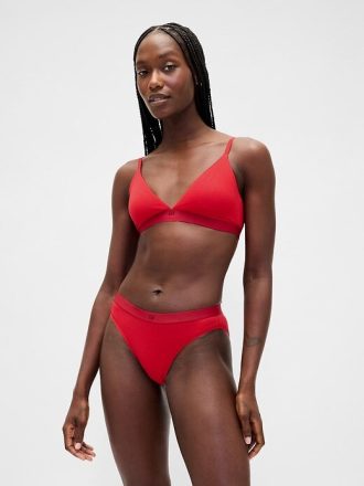 Bikini con logo in cotone elasticizzato biologico