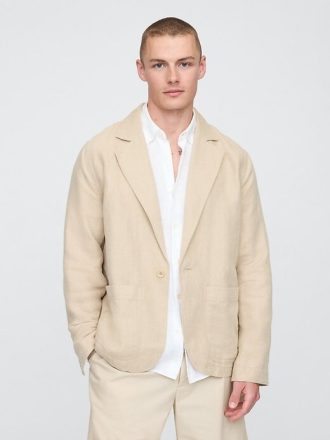 Blazer rilassato in lino e cotone