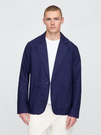 Blazer rilassato in lino e cotone
