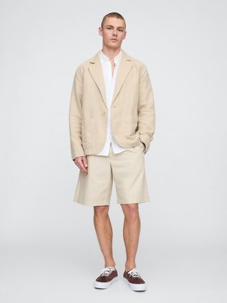 Blazer rilassato in lino e cotone