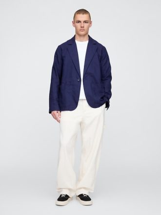 Blazer rilassato in lino e cotone
