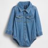 Body in denim con bottoni per neonati Body in denim con bottoni per neonati
