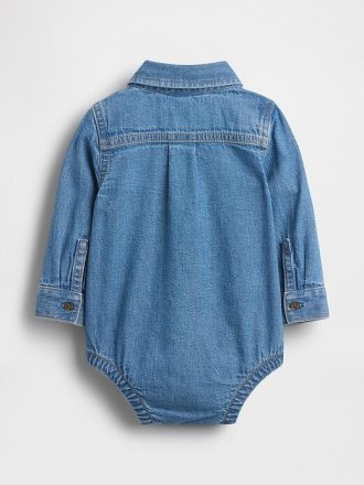 Body in denim con bottoni per neonati