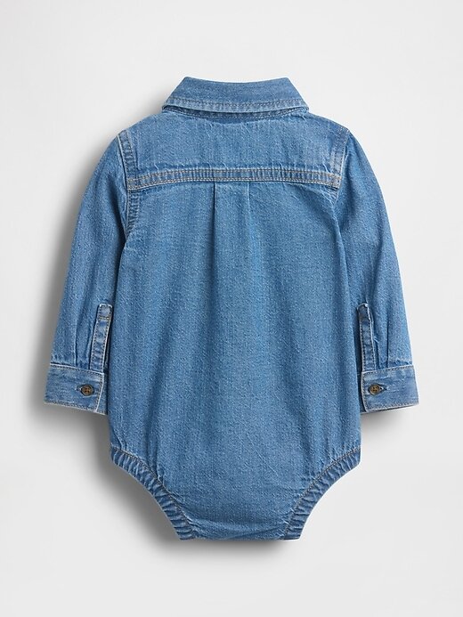 Body in denim con bottoni per neonati Body in denim con bottoni per neonati