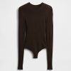 Body in maglia a coste trasparenti