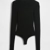 Body in maglia a coste trasparenti
