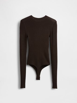 Body in maglia a coste trasparenti