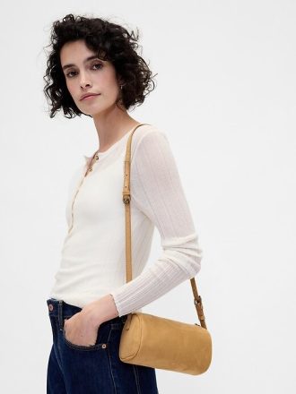 Borsa a barile in pelle scamosciata vegana