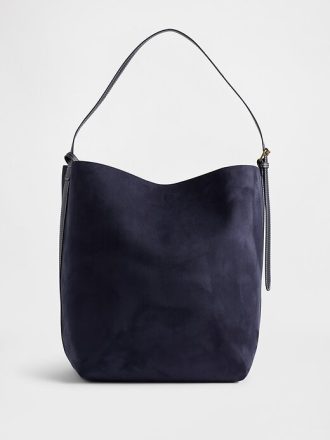 Borsa a secchiello in pelle scamosciata vegana